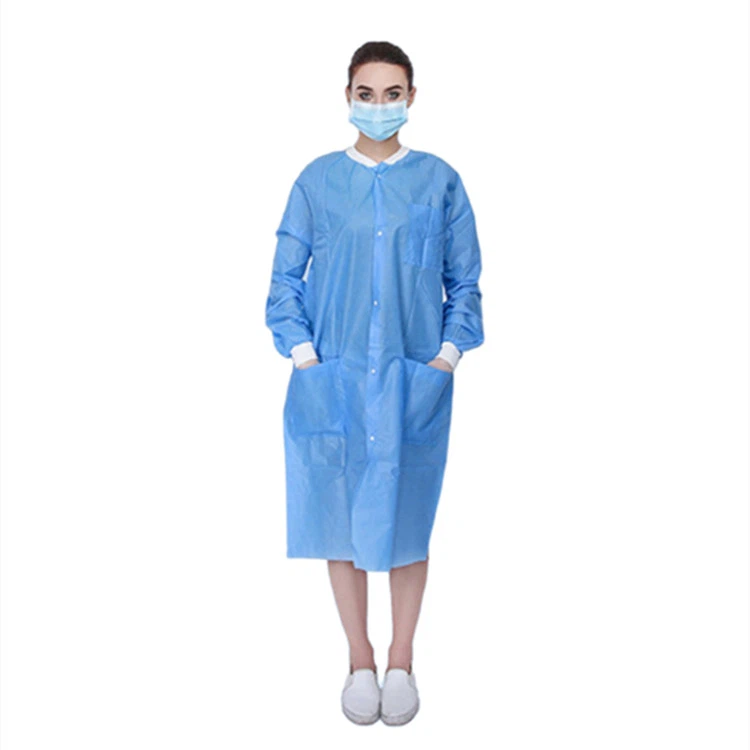 Áo khoác phòng thí nghiệm dùng một lần chống tĩnh điện có nút bấm